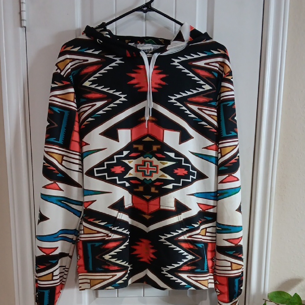 Aztec Patterned Multicolor Hoodie Unisex